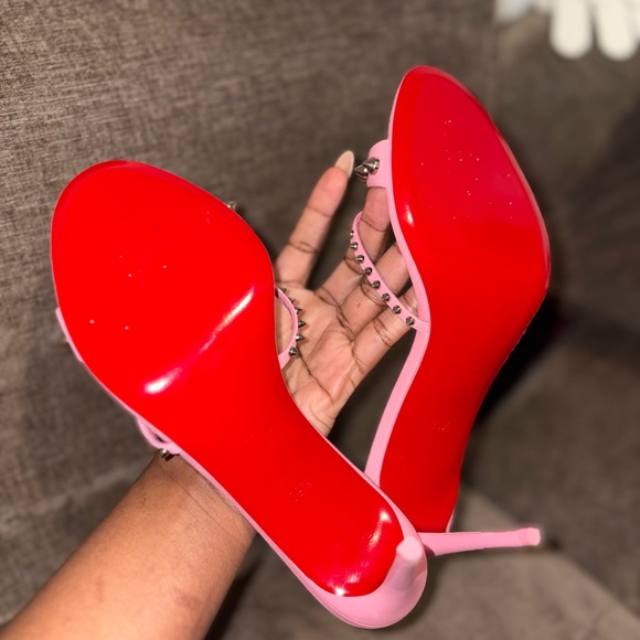 Christian Louboutin Pink Studded Slide Heels — Iconic Statement Sandals 9.5 - Picture 5 of 10